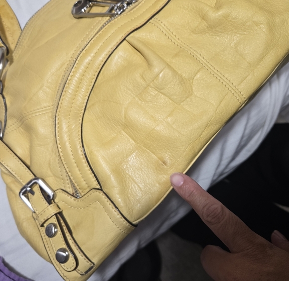 B. Makowsky Soft Genuine Leather Tote Hobo Shoulder Bag Purse Yellow - Picture 9 of 16